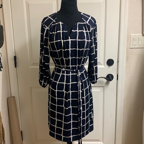 Luxology Dresses & Skirts - Luxology Large Dark Blue and cream Dress